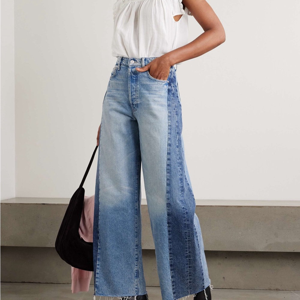 Two-Tone Wide Leg Jeans